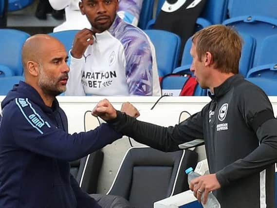 Pep Guardiola's inform Man City will welcome Graham Potter's lowly Brighton to the Etihad on Wednesday night