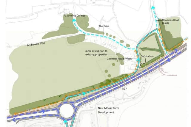 Plans for the new A27 roundabout for New Monks Farm. Pic: Hyland Edgar Driver SUS-210119-095036001