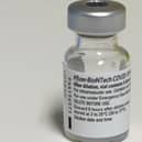 A vial for the first available Covid-19 immunisation, Pfizer-BioNTech’s mRNA vaccine SUS-210501-102020003