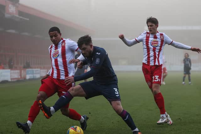 Action from Stevenage's FA Cup third round tie with Swansea City