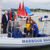 Pictured before the pandemic, MP Gillian Keegan with Conservancy Director/Harbour Master, Richard Craven
