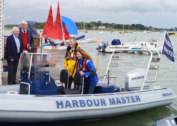 Pictured before the pandemic, MP Gillian Keegan with Conservancy Director/Harbour Master, Richard Craven