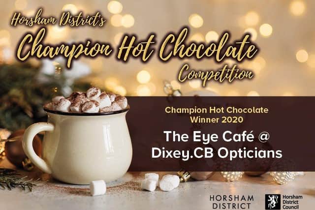 The Eye Café at Dixey CB Opticians won the champion hot chocolate competition with its 'ultimate chocolate mess' SUS-210120-101638001