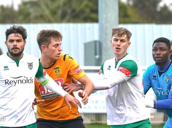 Bognor in action at Cheshunt earlier in the season - and manager Jack Pearce has been talking about the issues facing all clubs in lockdown / Picture: Trev Staff