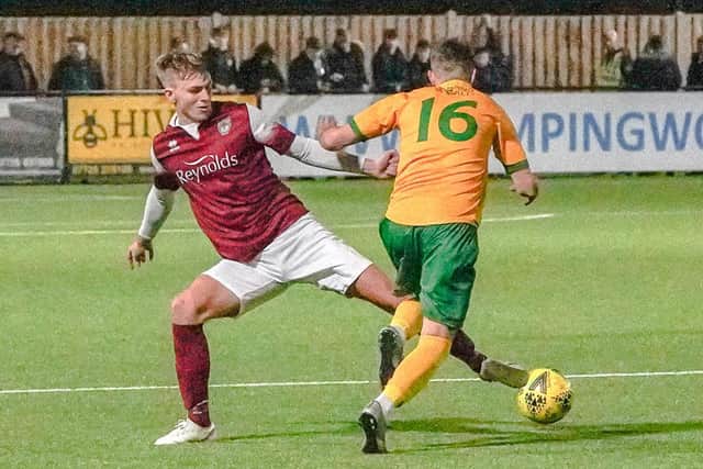 Bognor and Horsham in Isthmian premier action - both clubs are among many anxiously waiting to see how the season will be settled / Picture: Lyn Phillips