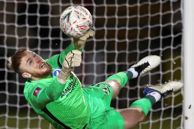 Jason Steele saved four penalties for Brighton in their shootout victory at Newport