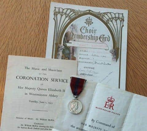 William Raison's medal and other things he received after singing at the Queen's coronation in 1953 SUS-210126-125143001
