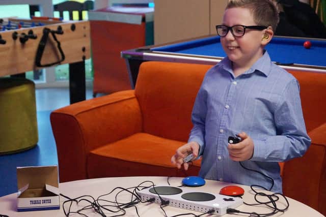 Adaptive controllers and switches allow everyone to use the inclusive gaming equipment