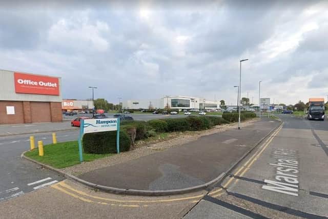 The coffee shop would be built on the current car park at the Hampden Park Retail Park (Photo from Google Maps Street View)