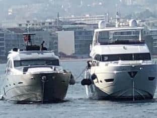 The collision happened after the skipper of a Gibraltar-registered motor yacht Vision (left), 'underestimated the risk' associated with attempting a 'fast, close pass by'.
© MAIB/Crown copyright, 2021 (Minx and Vision)