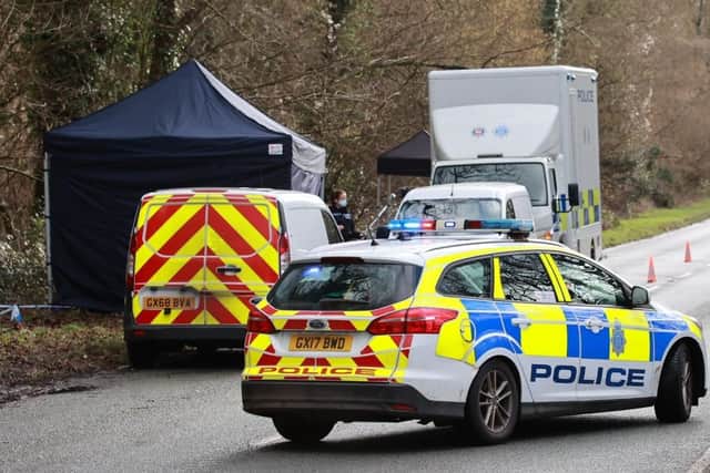 Police investigating at the scene