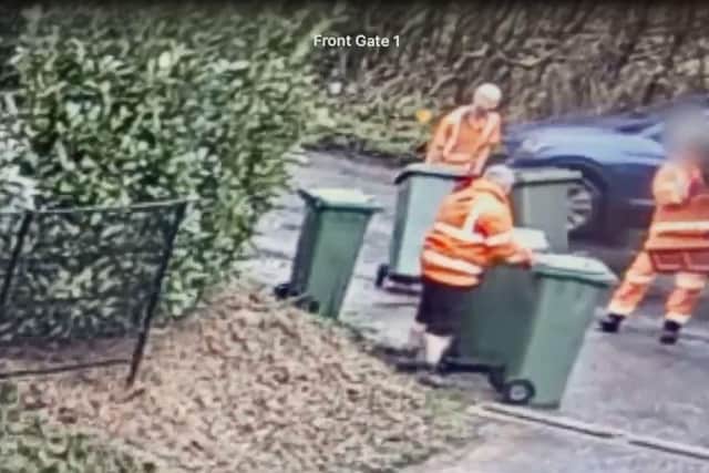 This is the moment a rubbish collect threw away a Horsham man's bin. Photo: Roland Standley