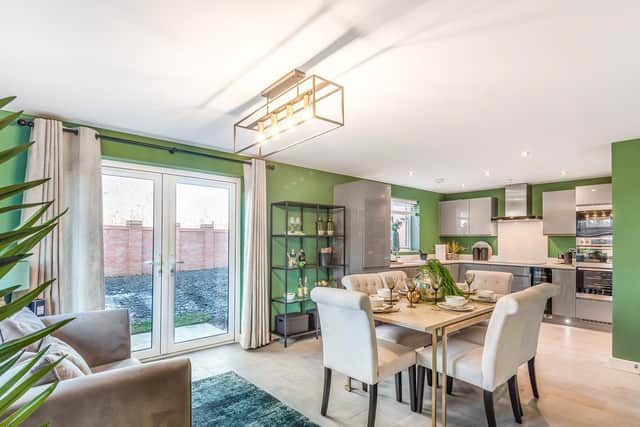 The dining area inside the show home at Minerva Heights
