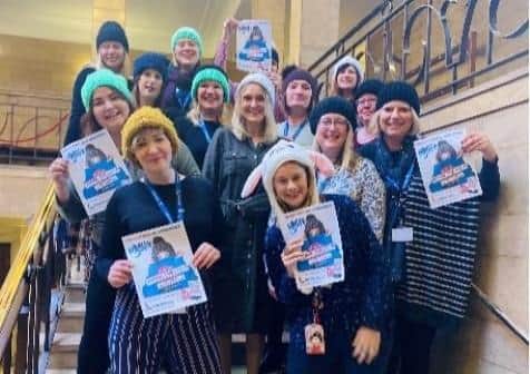 Turning Tides staff at Worthing Town Hall, where the charity is based, for last year's Woolly Hat Day