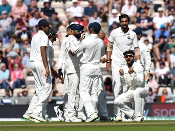 India celebrate a wicket during the Test at the Ageas Bowl in 2018 / Picture: yasps.co.uk