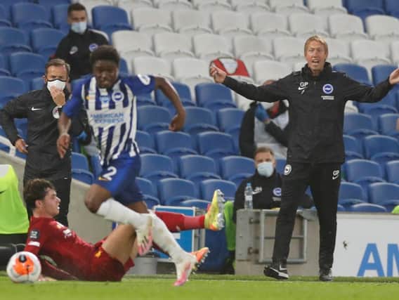 Brighton and Hove Albion head coach Graham Potter will be without Tariq Lamptey once more at Liverpool