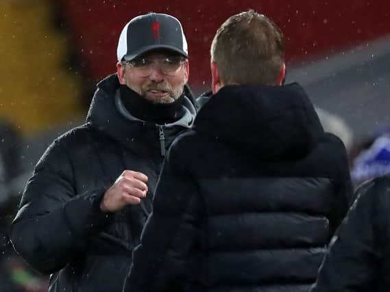 Klopp fist bumps Potter after Brighton beat his side 1-0 at Anfield