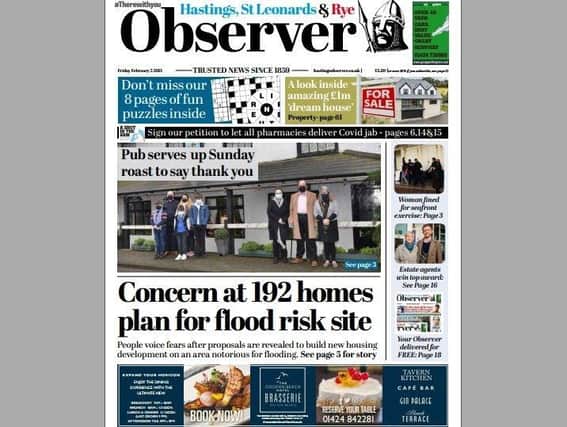 Today's front page of the Hastings and Rye Observer SUS-210402-123448001