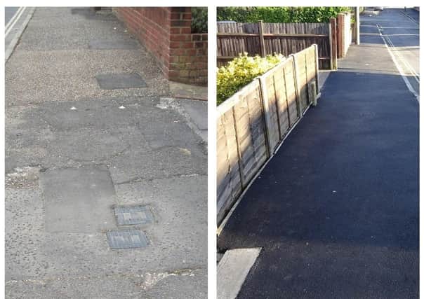 Daux Avenue pavements in Billingshurst before and after