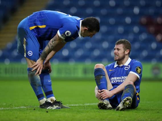 Brighton defender Adam Webster injured his ankle during the 1-1 draw at Burnley