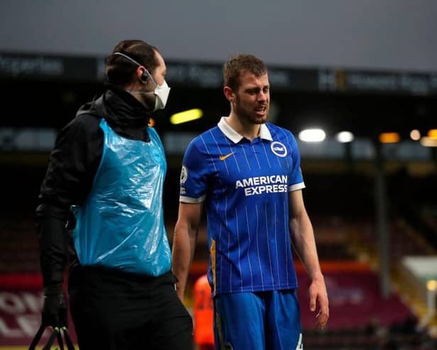 Adam Webster will miss Brighton's trip to Leicester in the FA Cup on Wednesday