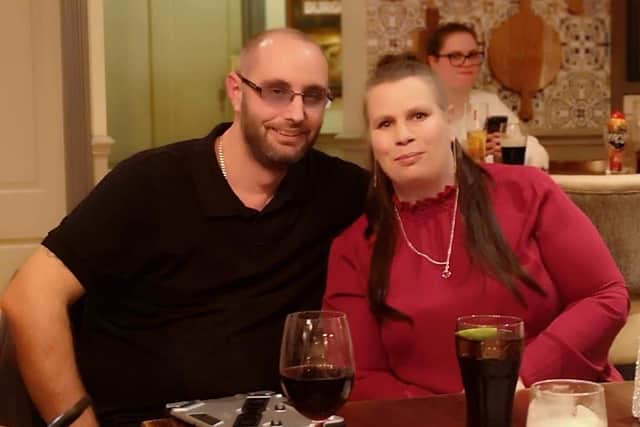 Michelle Jeffery (right) with her husband Gavin. SUS-210902-102059001