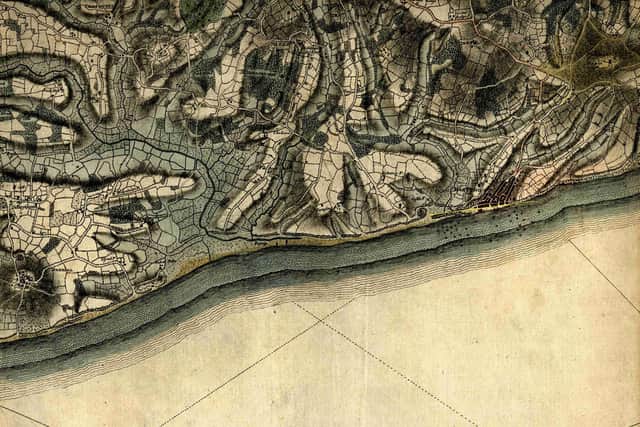 Hastings on Yeakell and Gardner's map of Sussex 1778-1783 is shown to be largely confined to the Bourne Valley