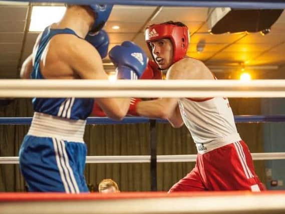 Olly Rhymes in action for Crawley Boxing Club