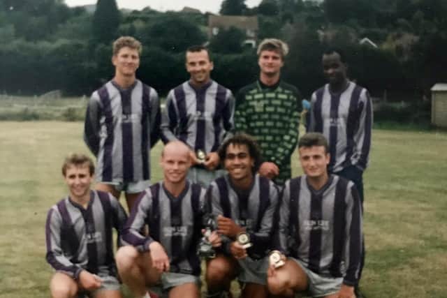 Harrow, Crowhurst Cup winners in 1990-91  Paul is shown between his lifelong best friends who he went to Silverdale School with, Heath West and Wayne Farrier