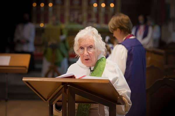 The Rev Beryl Rundle pictured when her daughter was ordained a priest
