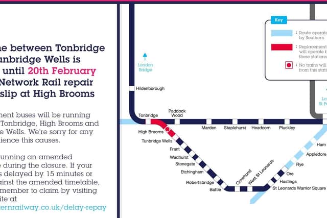 The line will be closed between Robertsbridge and Tunbridge Wells. It is already closed between Tunbridge Wells and Tonbridge. Picture: Network Rail