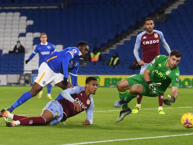Emiliano Martínez was excellent for Aston Villa and denied Albion substitute Danny Welbeck in the second half
