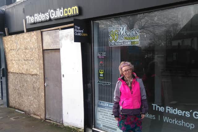 Sarah Sharp outside The Riders Guild store in Market Road, which closed in 2019