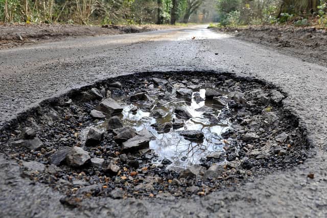 A pothole in West Sussex. Pic Steve Robards SR20020701