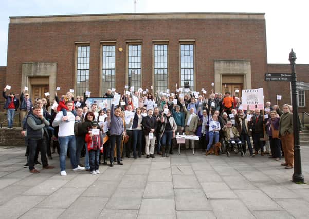 Campaigners protesting the closure of the crown court back in 2016