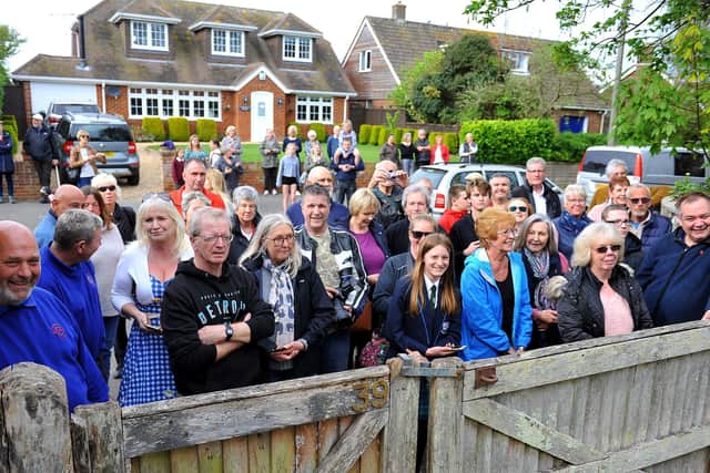 Fans of Brian May join Selsey residents to watch the blue plaque being unveiled. Picture: Steve Robards SR1910648
