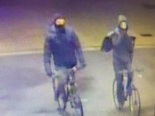 CCTV footage shows the men travelling on bicycles. Photo: Sussex Police