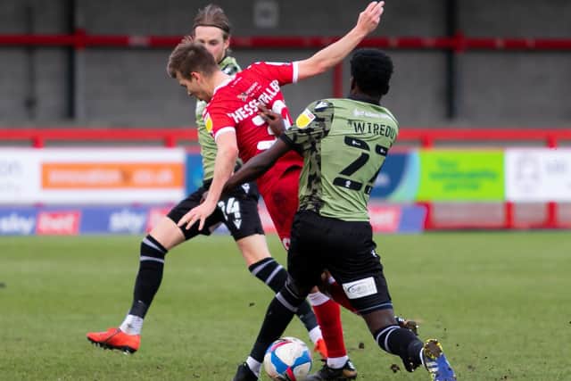 Action from Crawley's win over Colchester / Picture: UK Sports Images/Jamie Evans