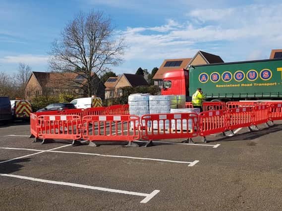 A water collection point has been set up at the Broad Oak pub. Picture: Southern Water