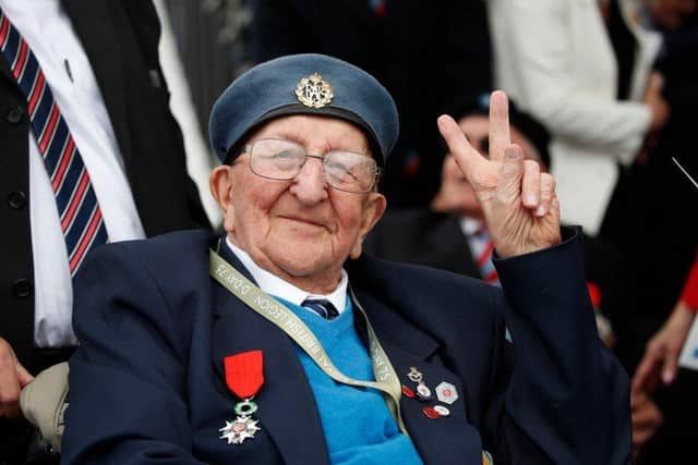 Stanley Northeast from Littlehampton at the D-Day 75 commemorations in Portsmouth last week, making the 'V for Victory' sign SUS-191106-121158001