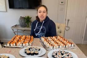 Brooke Meurer with her sushi creations