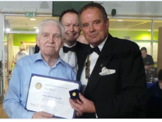 Jack Hood receives a top Rotary award from Chi Priory Rotary president Peter Haydn Jones