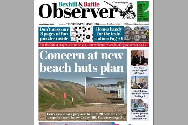 Today's front page of the Bexhill and Battle Observer SUS-210225-125831001