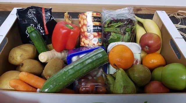 One of the food boxes delivered by the Crimsham Farm team 2GM2K0TXMVfZiPdaiH1o