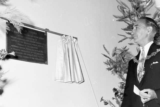 Unveiling the plaque which record the donation by Alderman James Gurney Denton. Picture: David Nicholls