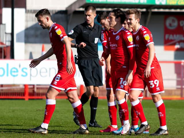 Reds celebrate against Exeter City. Picture UK Sports Images Ltd/Jamie Evans