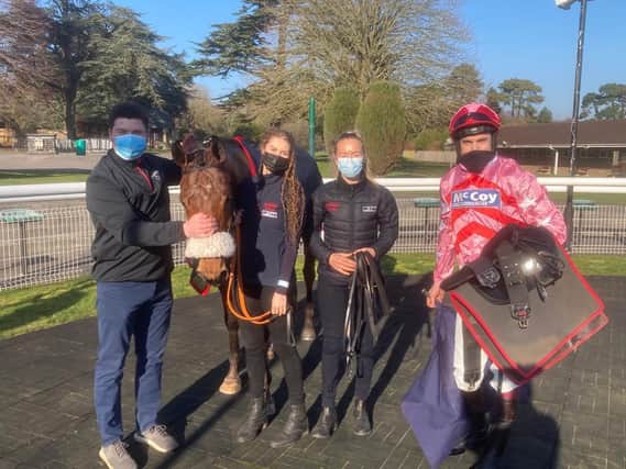 Brewin'upastorm and connections after the National Spirit Hurdle / Picture: Darren Cool for Fontwell Park