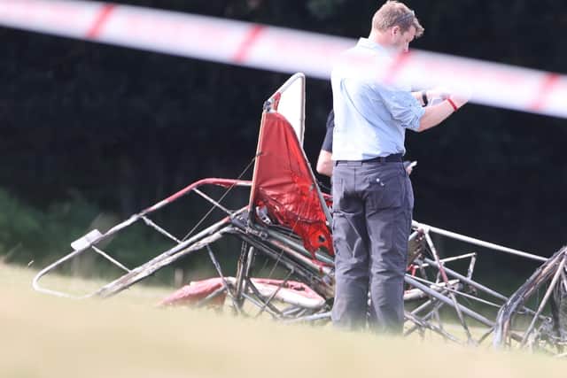 The scene of the fatal plane crash near Heathfield