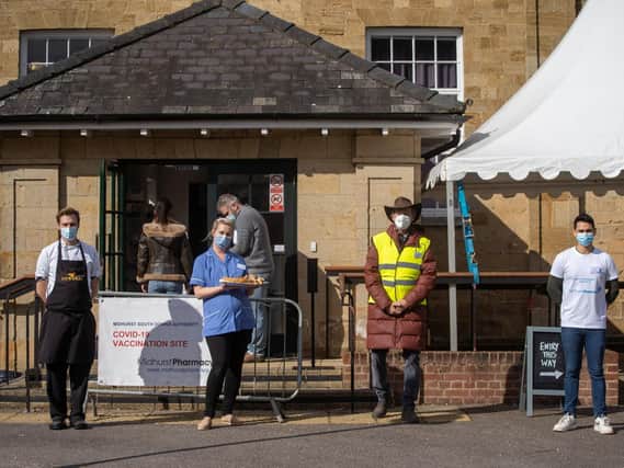 Cowdray's Ben Jupp delivers lunch on Saturday to vaccination workers
