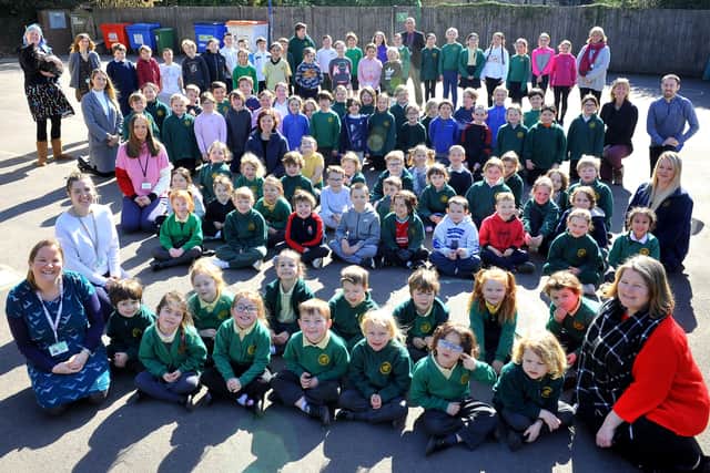 Staff and pupils at St Mark’s CE Primary School in Staplefield. Photo by Steve Robards